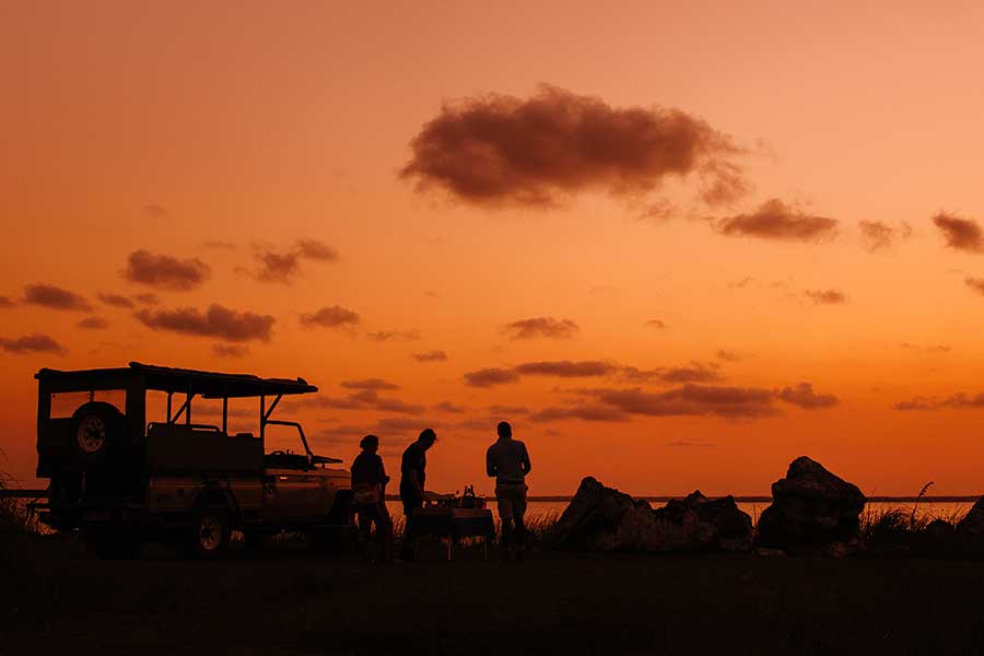 Puesta de sol junto al lago Sibaya.