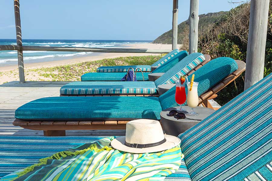 Thonga Beach sun deck and lounge.