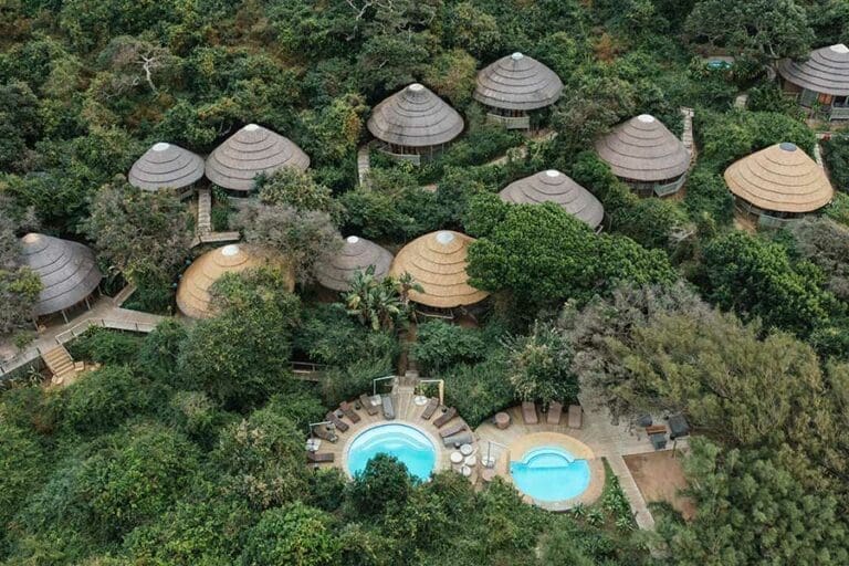 Vista aérea de Thonga Beach Lodge.
