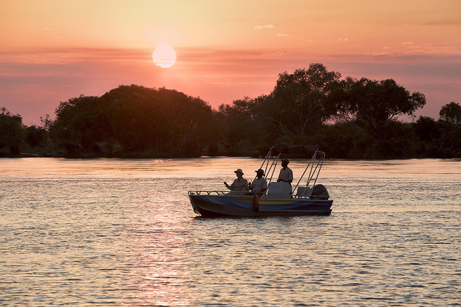 Sundowner cruise on the Zambezi River.