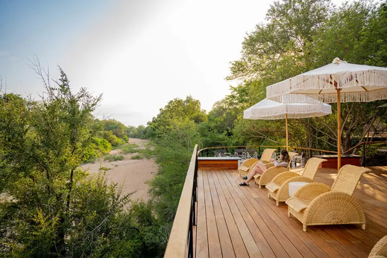 Deck overlooking the riverbed.