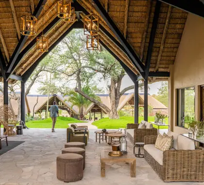 Recepción del Thornybush Game Lodge.