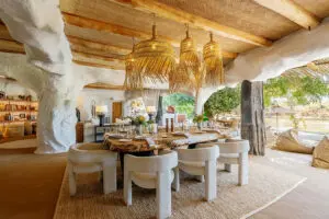 The indoor dining area.