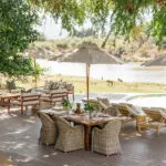 The outdoor dining area.