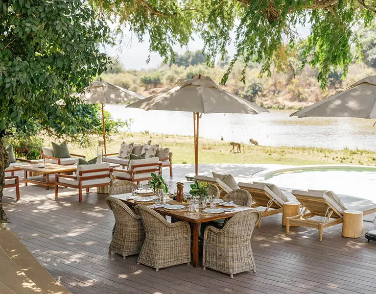 The outdoor dining area.