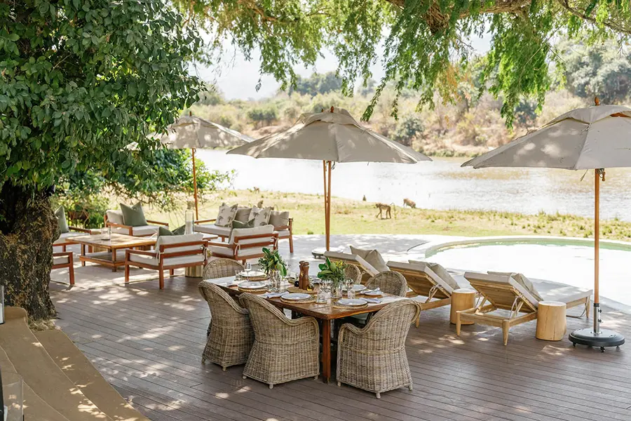 The outdoor dining area.