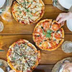 Homemade pizza lunch.