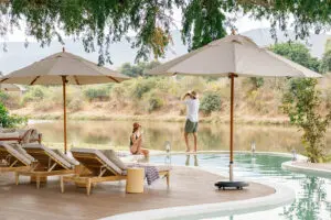 View of the swimming pool and Chongwe River. 