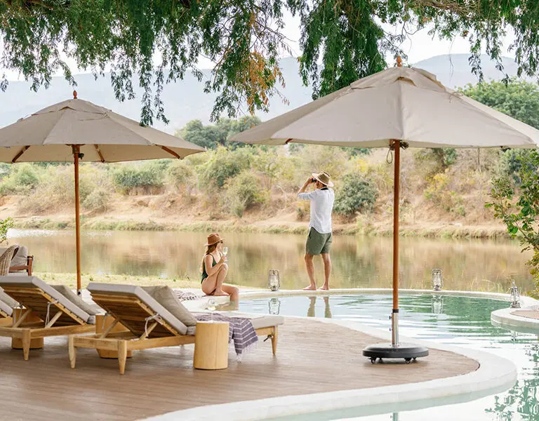 View of the swimming pool and Chongwe River. 
