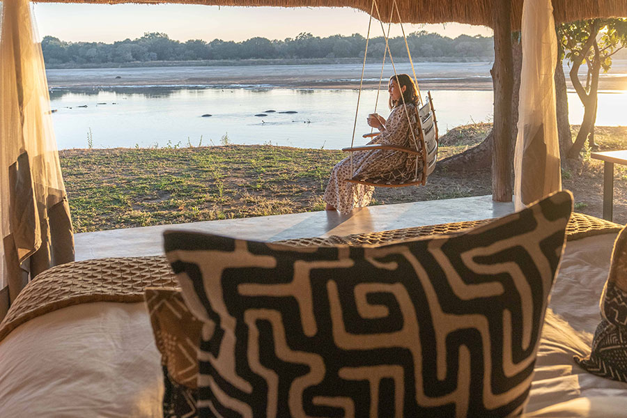 An ideal spot to sit on your private swing off your veranda overlooking the Luangwa River.