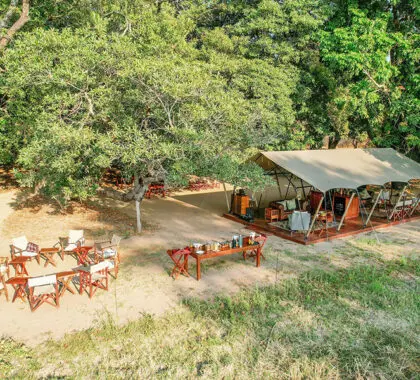 The main camp area at Luwi. 