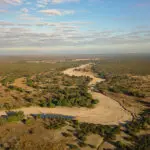 Aerial view of the seasonal riverbed. 