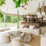 The bar, lounge and library.