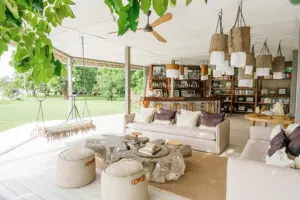 The bar, lounge and library.