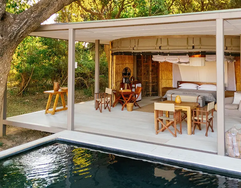 The tents each have a private pool.