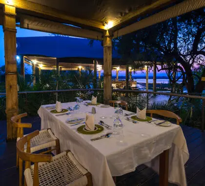 Dinner is an elegant affair with delicious meals.