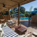 Tongabezi swimming pool and lounge.