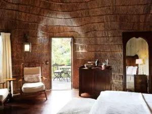 Traditional red and bamboo roof and walls add to the authentic feel of Zulu Camp.
