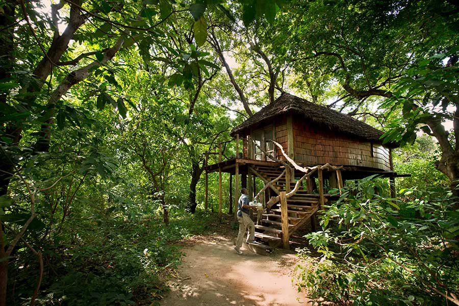 Exterior de la suite Treehouse en el Lake Manyara Lodge.