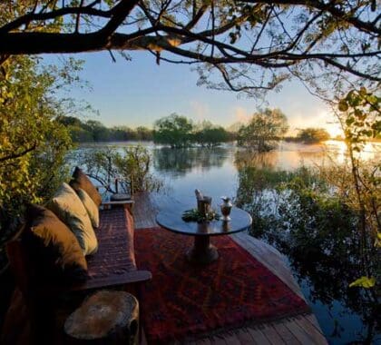 Some of Africa's most romantic lodges are hidden away on the Zambian side of the Zambezi River - this is Sindabezi Island Camp.
