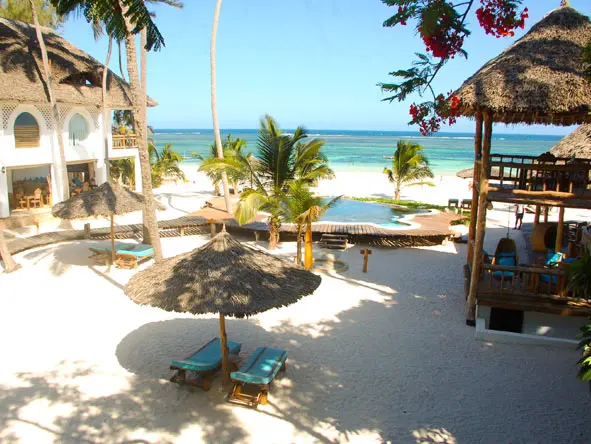 Set on Diani Beach itself, Waterlovers Resort is framed by a turquiose ocean & waving palm groves.
