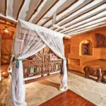 Air-conditioned interiors blend simple luxury with an organic, ethnic feel.
