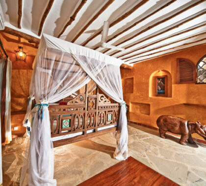 Air-conditioned interiors blend simple luxury with an organic, ethnic feel.
