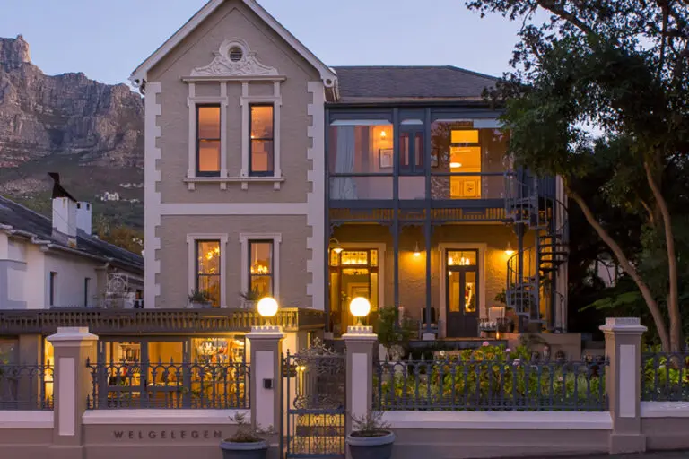 The warm, inviting exterior of Welgelegen.