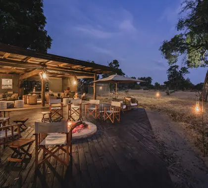 An evening at Wilderness Davison's Camp in Hwange, Zimbabwe.  