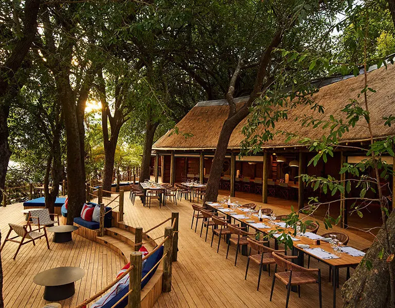 The main lodge deck area at Xugana.