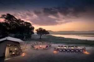 An evening setup at Zambezi Expeditions.
