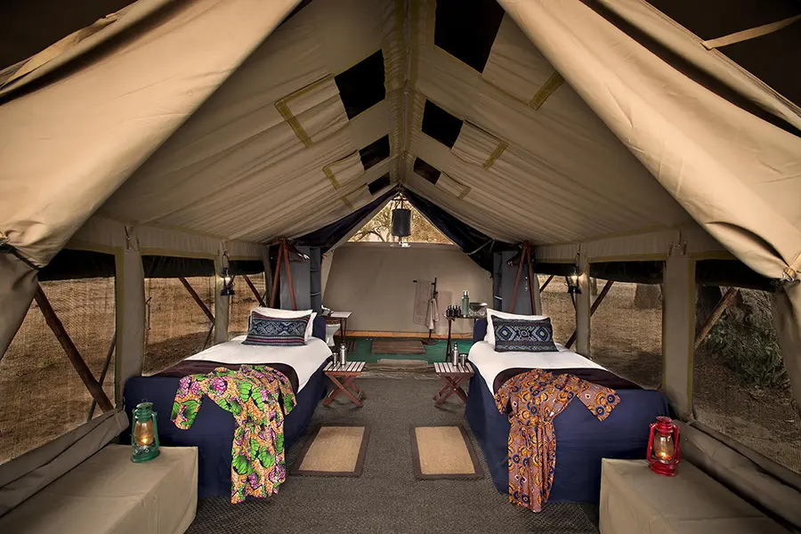 Your tent at Zambezi Expeditions is fitted with twin beds and en suite facilities.