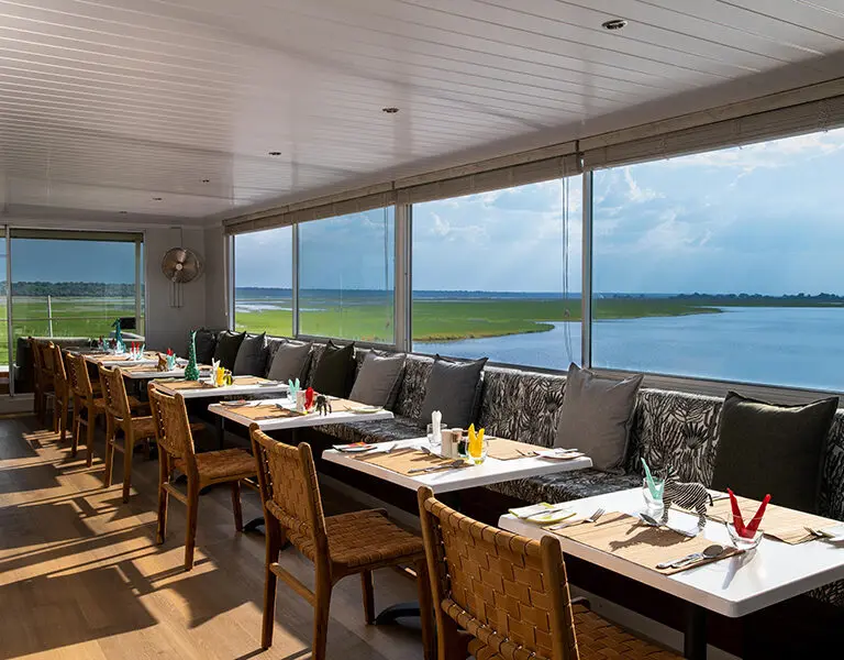 Dining on the Zambezi Queen.