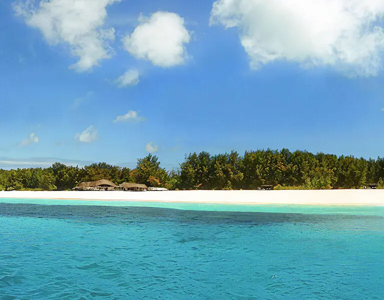 Azure waters and white sandy beaches.