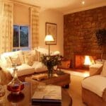 A cozy fireplace in the lounge keeps you warm on chilly evenings.
