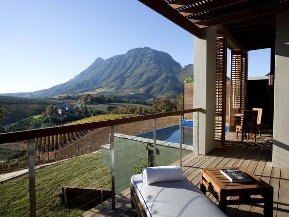 Your private balcony offers a great view over the winelands

