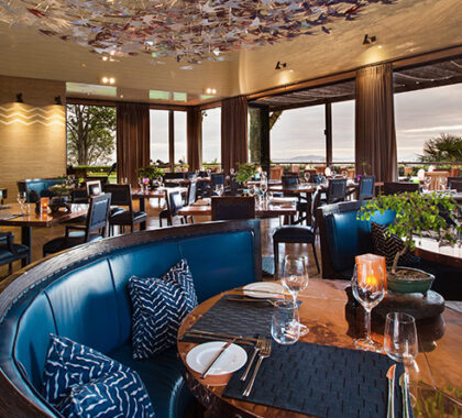 The restaurant interior is stylish and elegant, with a varied menu to suit different palates.