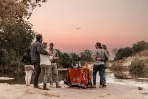 Sundowners overlooking the river. 