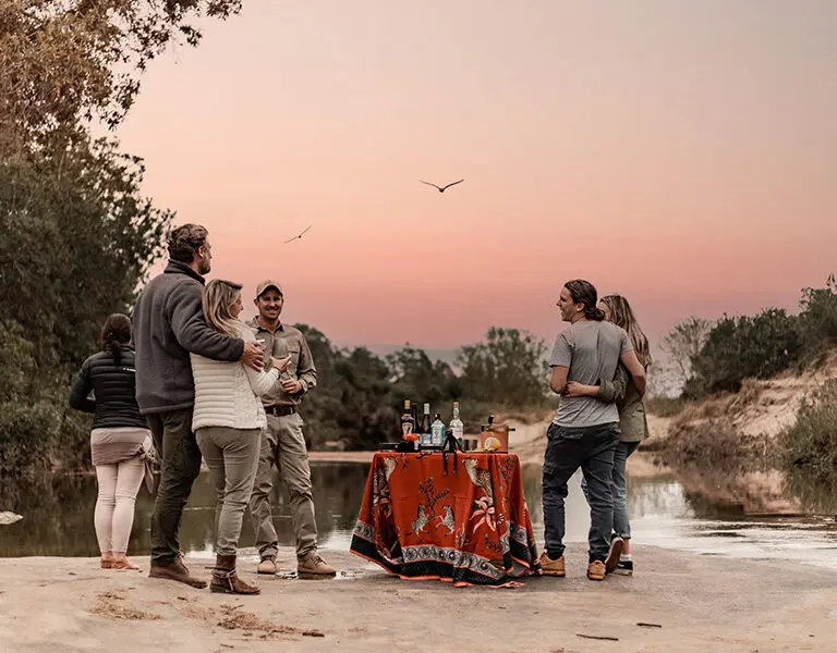 Sundowners overlooking the river. 