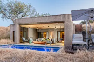 Exterior de la suite de lujo del Earth Lodge.
