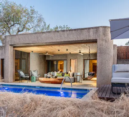 Exterior de la suite de lujo del Earth Lodge.