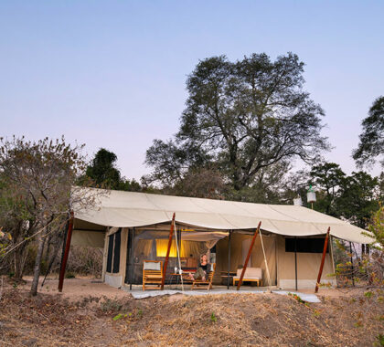 The exterior of the guest tent at Kwihala.