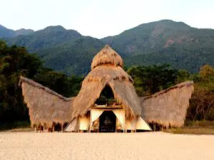 This secluded sanctuary is set on a remote beach on the edge of Lake Tanganyika.

