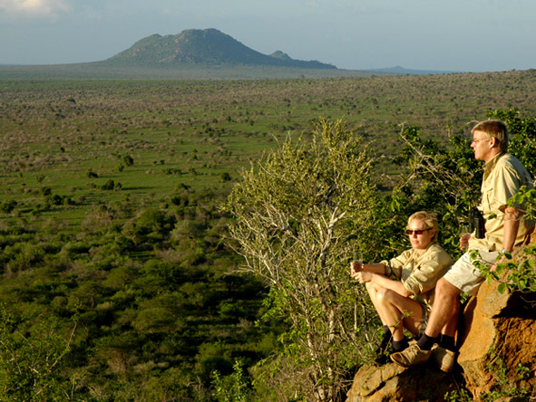 Set out on foot to explore Tsavo West, a spectacular region of open plains & volcanic hills.
