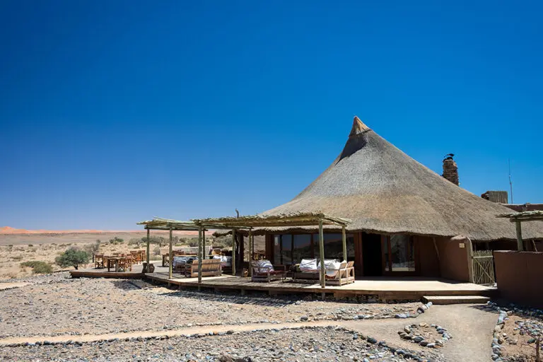 Exterior of the main area at Kulala desert lodge
