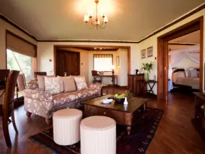 Catch up with emails or write a postcard or two in the Flamingo Suite's spacious lounge.
