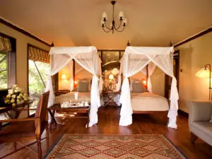 Twin-bedded suites are great for families but children need to be over seven years old to stay in this camp.
