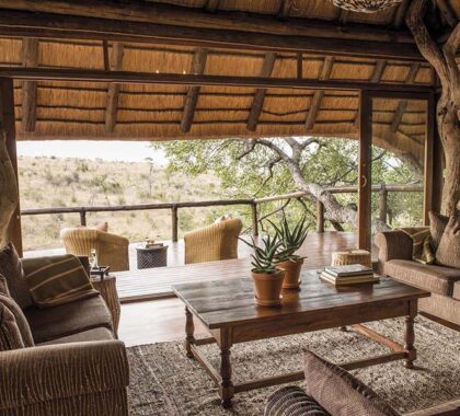 Tuningi Safari Lodge lounge view.