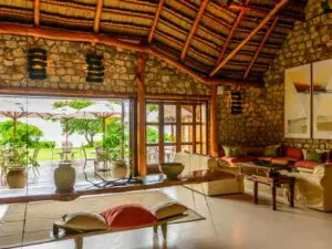 The lounge and reception area leads out onto a deck where you can enjoy alfresco dining.
