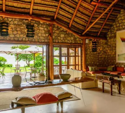 The lounge and reception area leads out onto a deck where you can enjoy alfresco dining.
